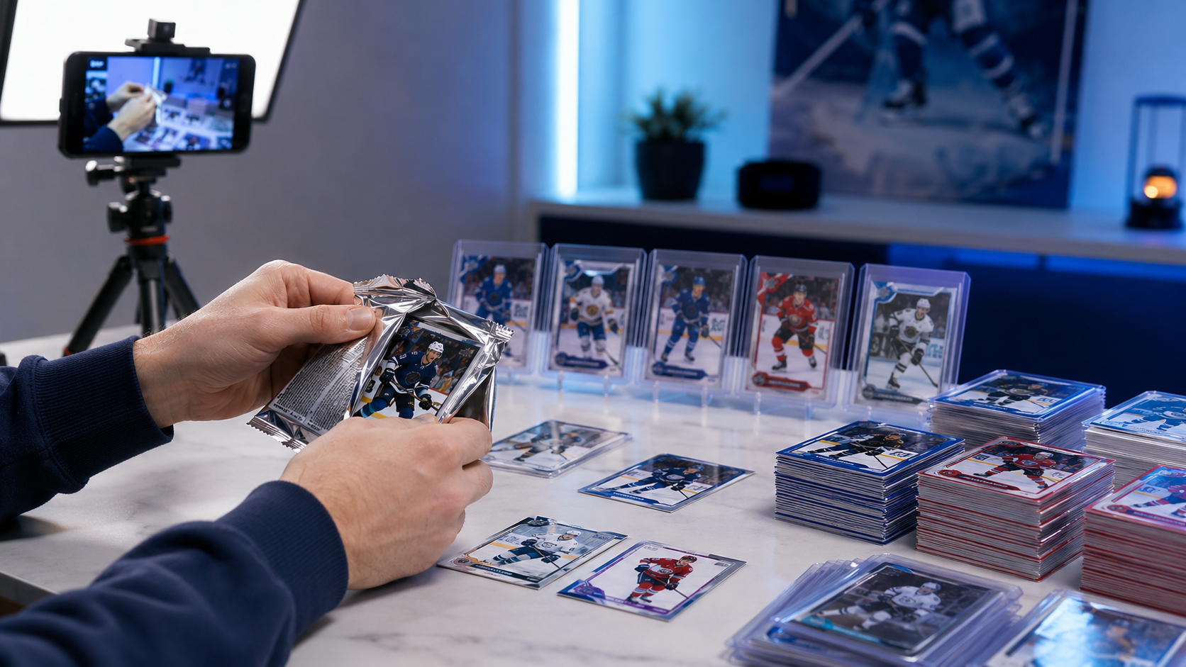 Vad är ett break? Så fungerar box breaks för hockeykort – hero-bild